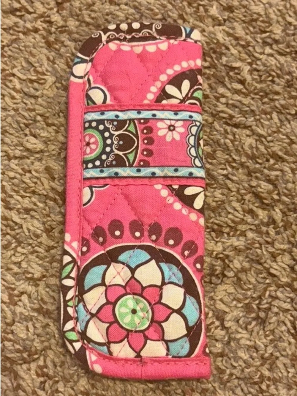 Vera Bradley Pink Quilted Floral Eyeglass Sleeve with Turquoise Accents